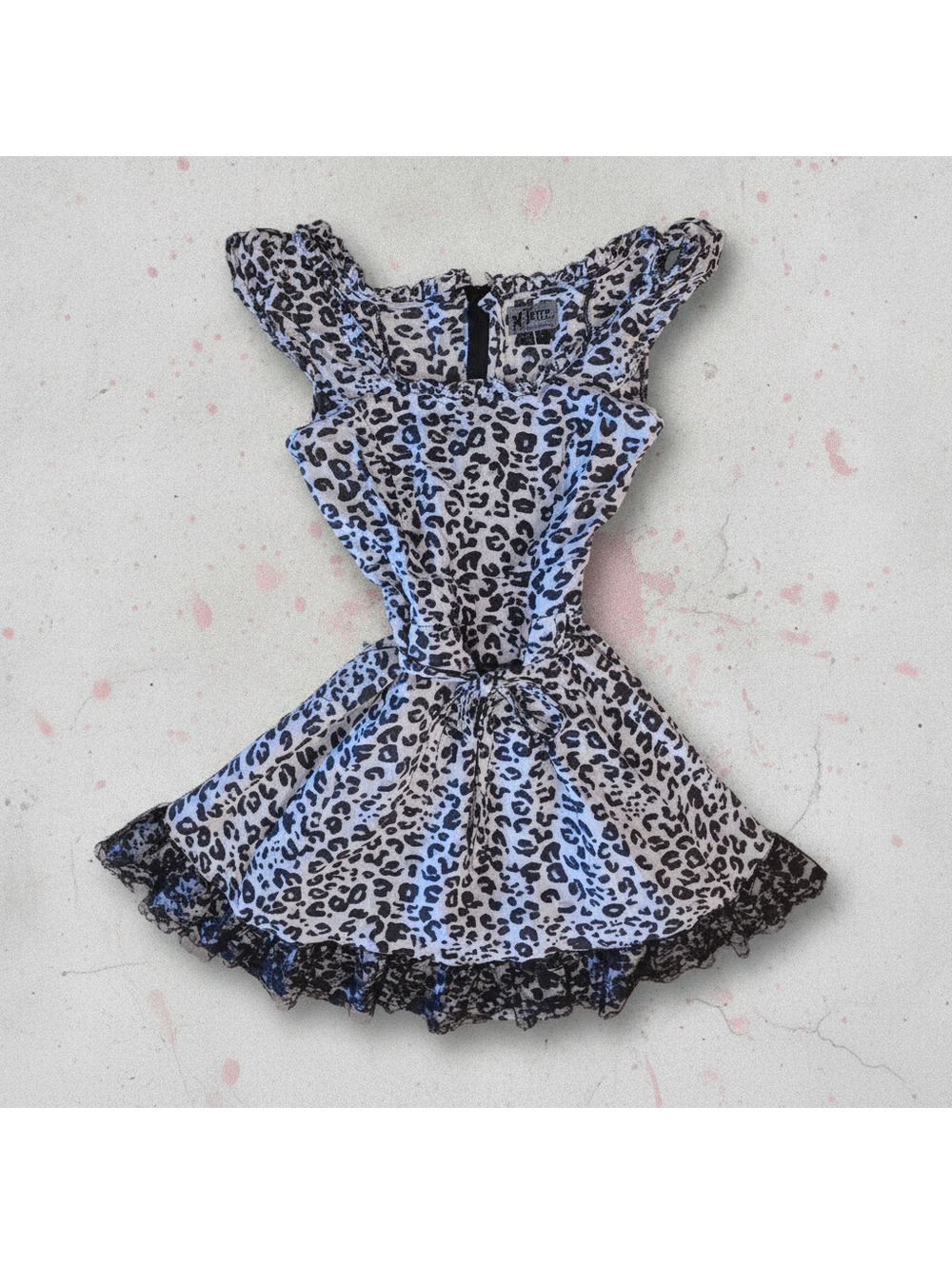 Vintage Tripp NYC Leopard Print Lace Ruffle Dress- Small